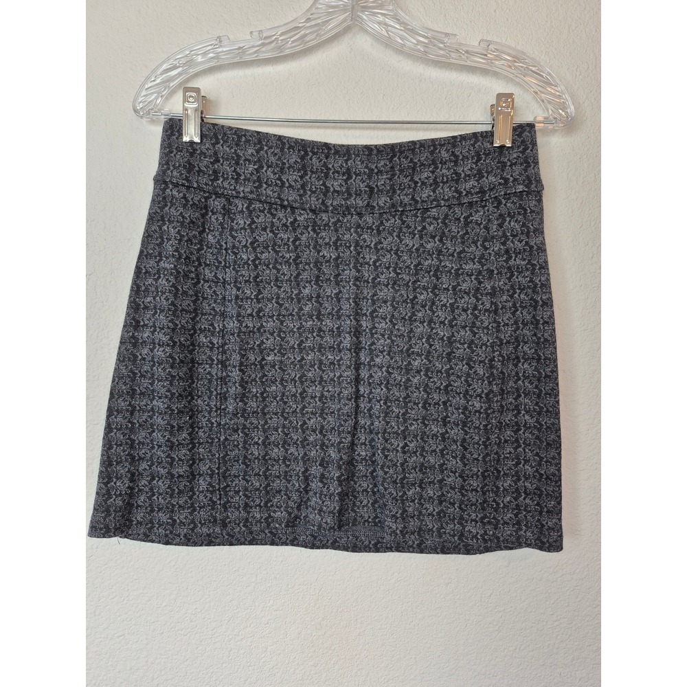 Ibex Merino Wool Mini Skirt Charcoal Grey Patterned Knit Size Small